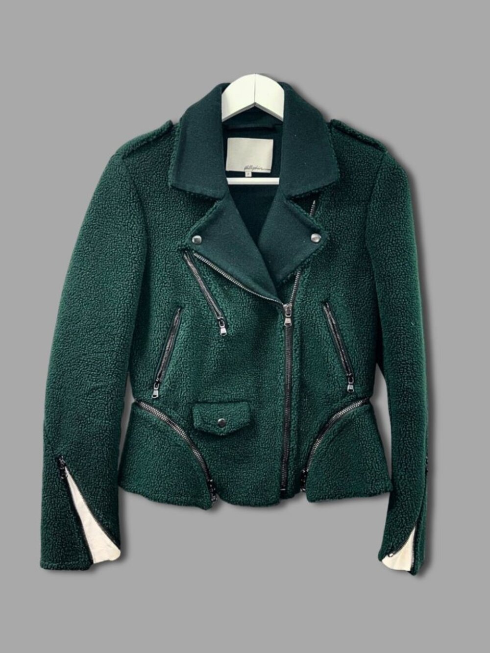 3.1 Phillip Lim A/W 2012 Runway Forest Green Fleece Moto Jacket